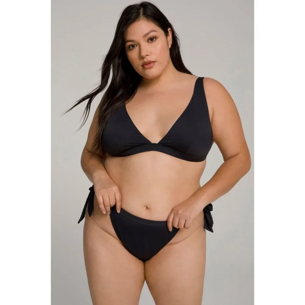 NWT Good American Size 2XL Black Hip Hug Ties at Side Bottom Bikini